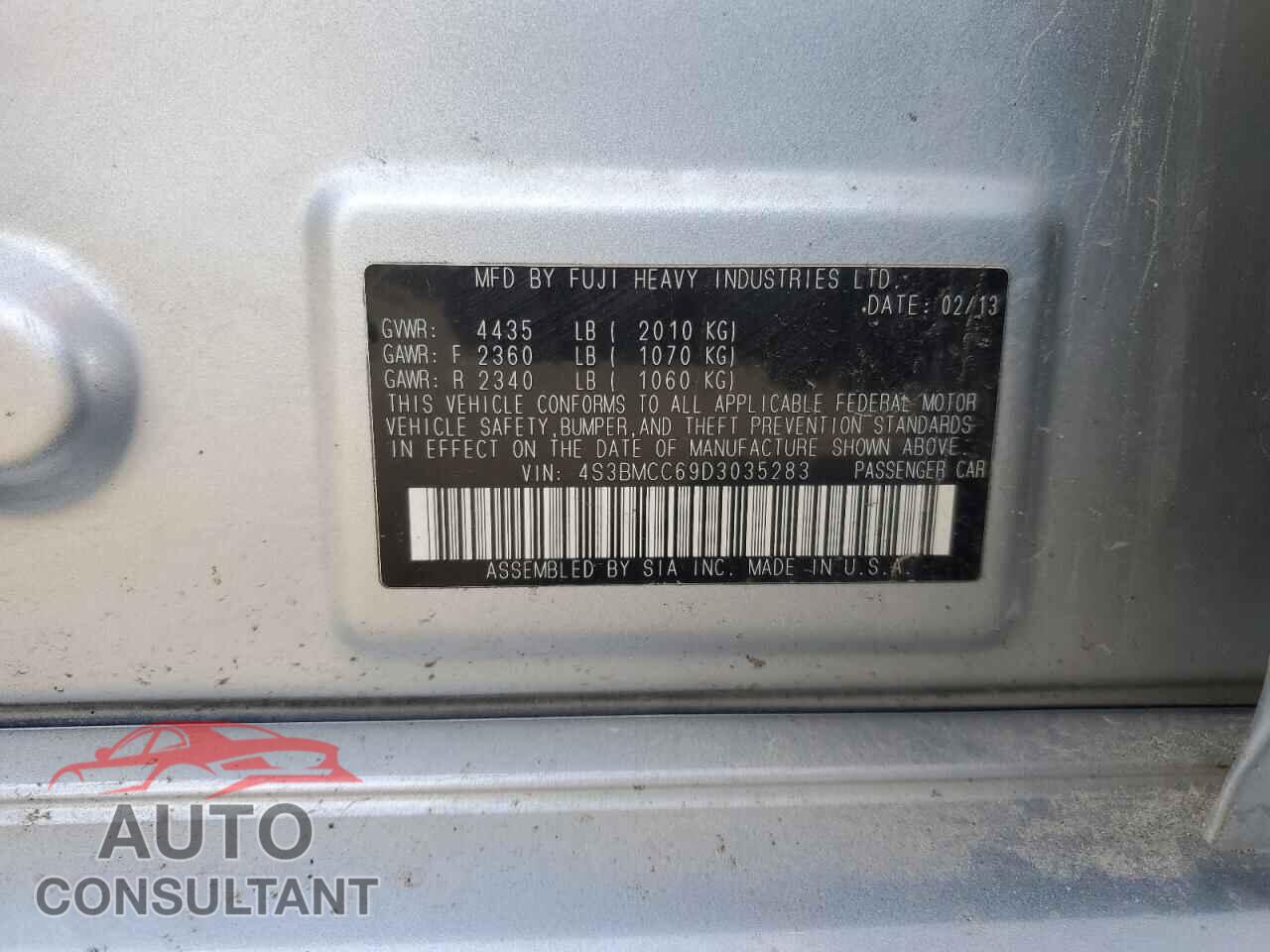 SUBARU LEGACY 2013 - 4S3BMCC69D3035283