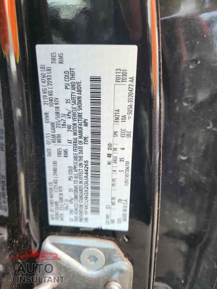 FORD ESCAPE 2016 - 1FMCU9GX2GUA44265