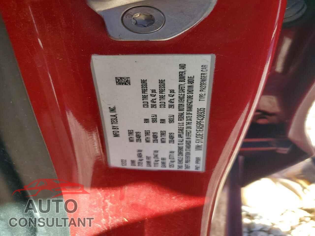 TESLA MODEL 3 2023 - 5YJ3E1EA5PF438935