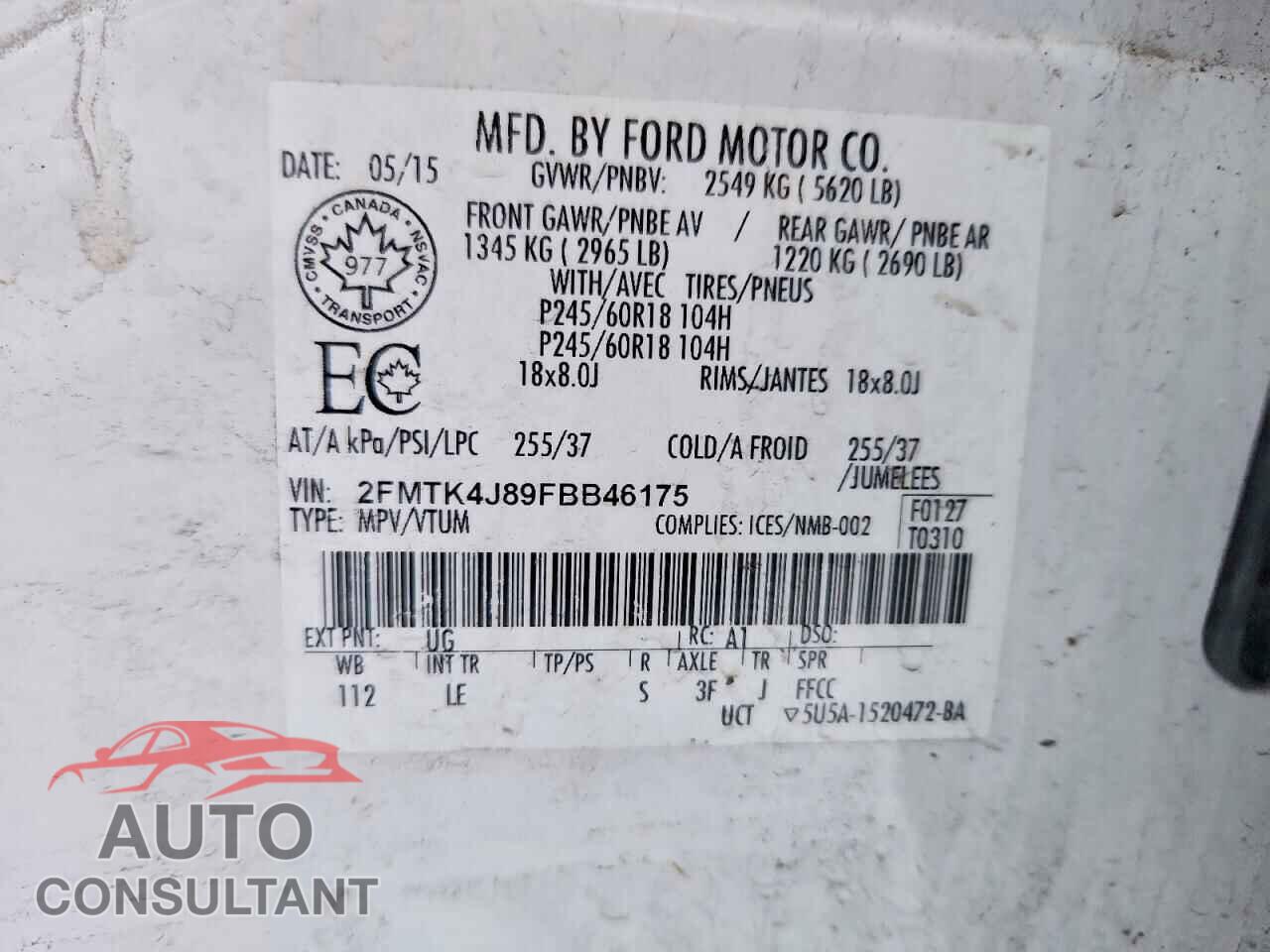 FORD EDGE 2015 - 2FMTK4J89FBB46175