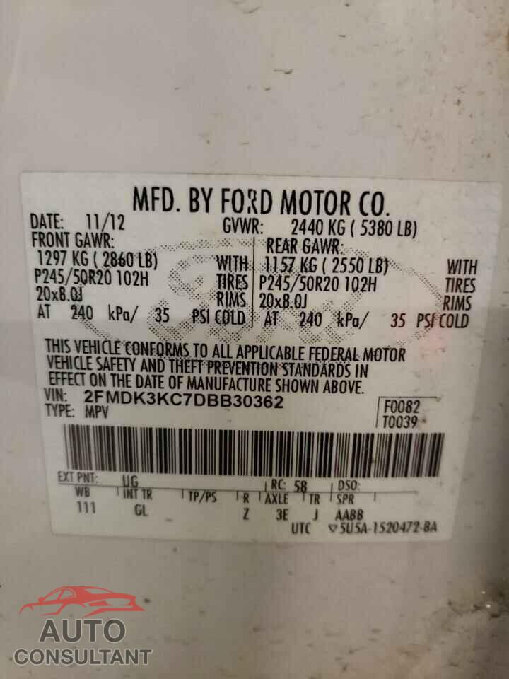 FORD EDGE 2013 - 2FMDK3KC7DBB30362
