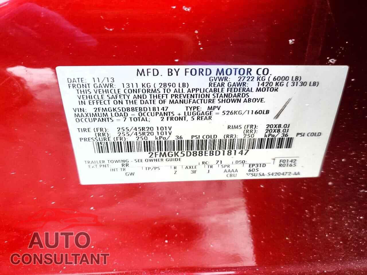 FORD FLEX 2014 - 2FMGK5D88EBD18147