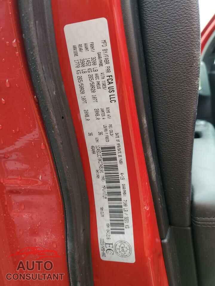 DODGE DURANGO 2019 - 1C4SDJCT0KC745101
