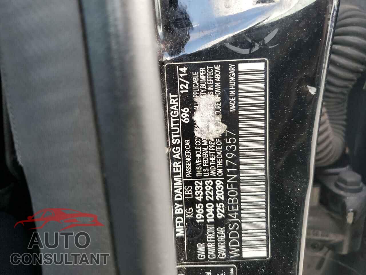 MERCEDES-BENZ CLA-CLASS 2015 - WDDSJ4EB0FN179357