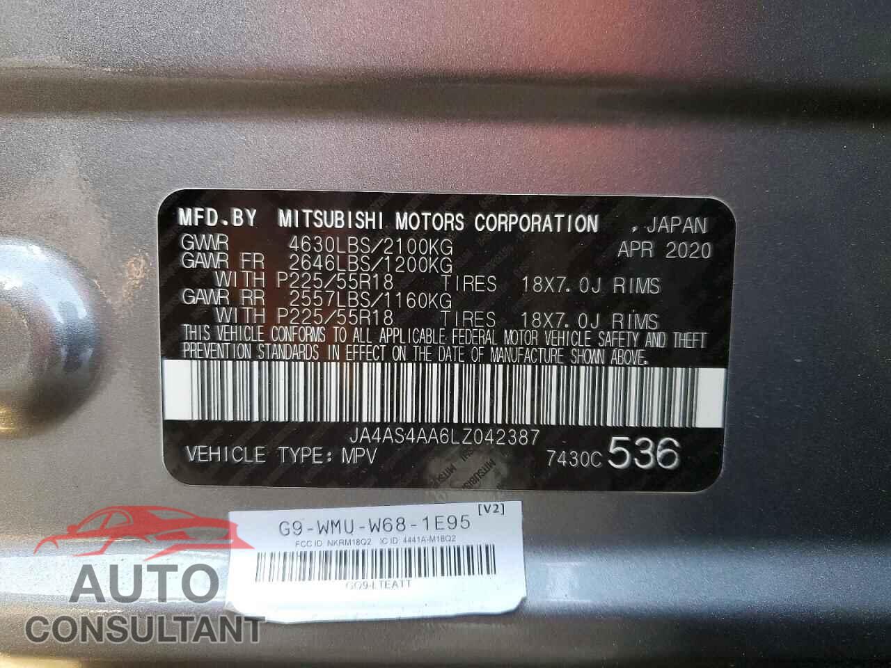 MITSUBISHI ECLIPSE 2020 - JA4AS4AA6LZ042387