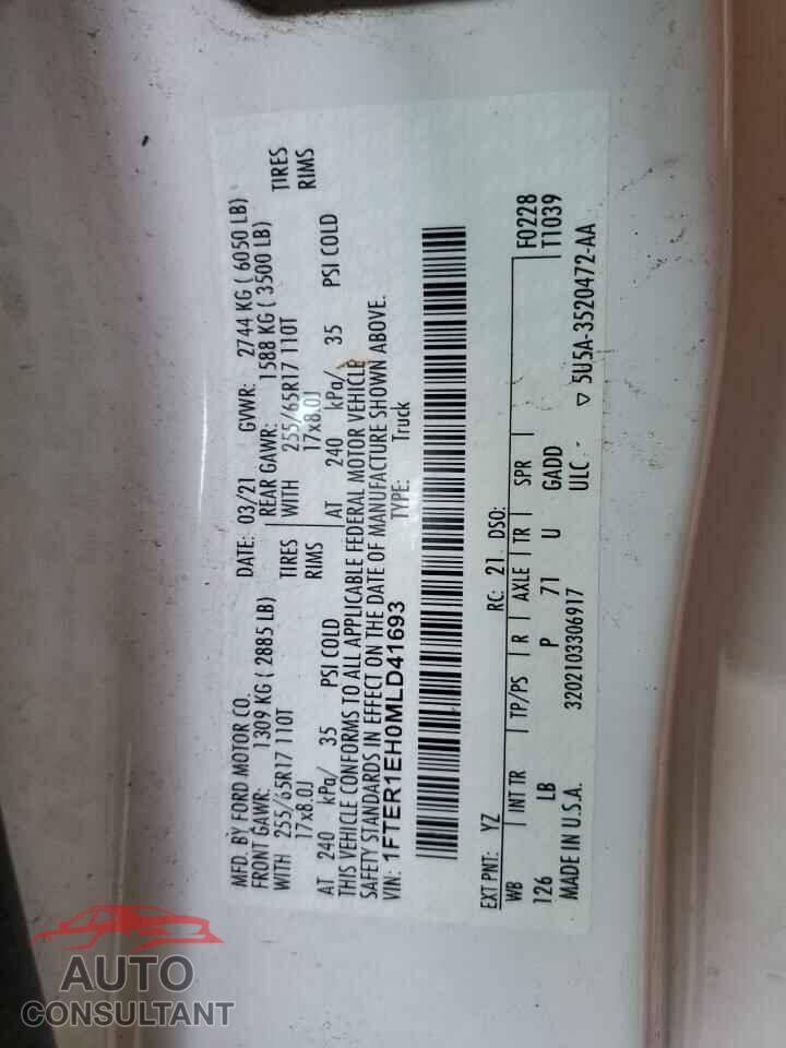 FORD RANGER 2021 - 1FTER1EH0MLD41693