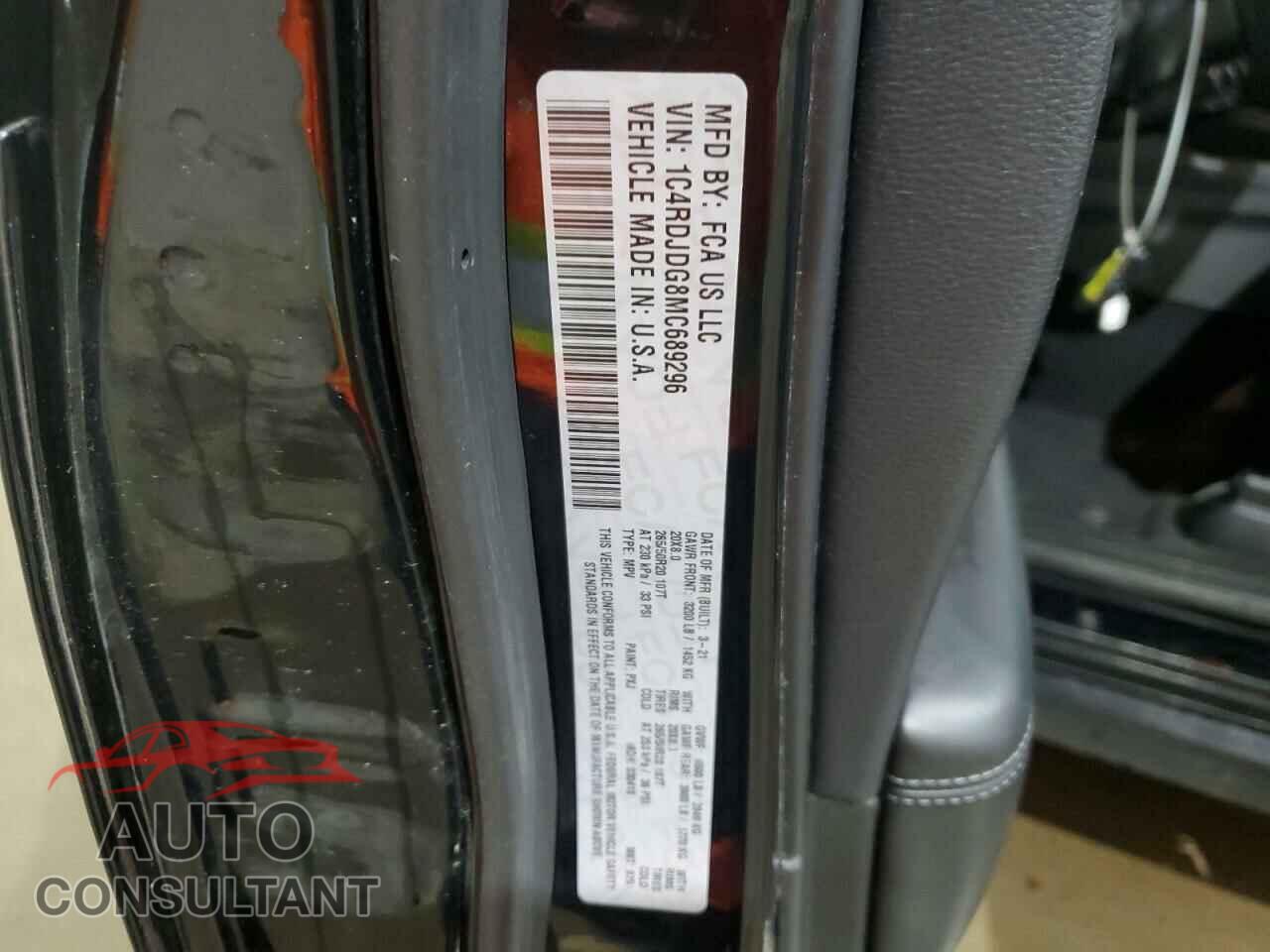 DODGE DURANGO 2021 - 1C4RDJDG8MC689296