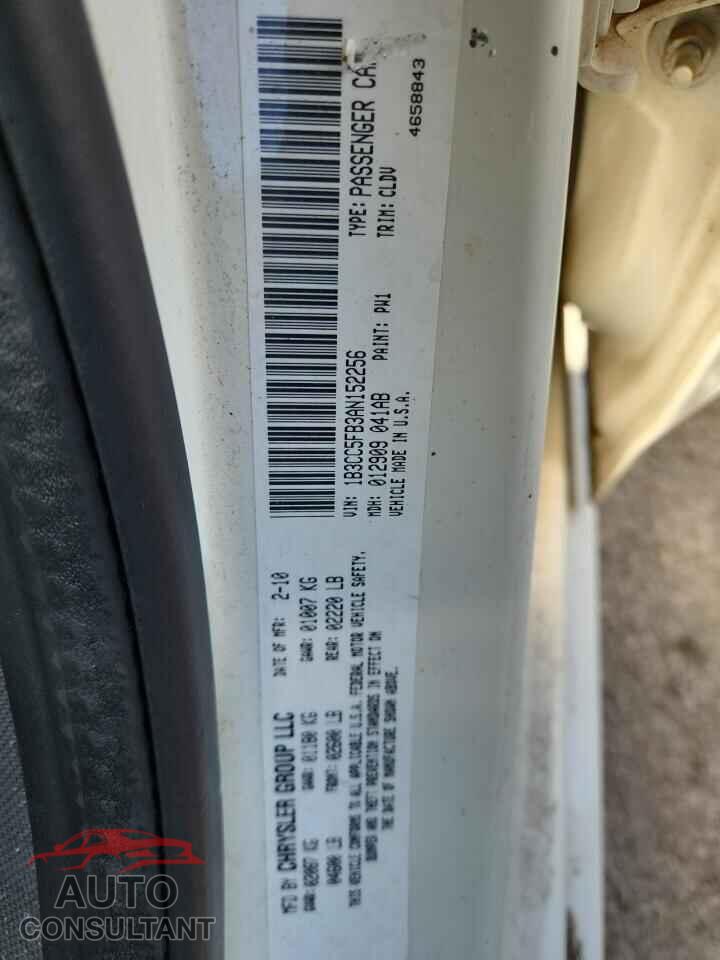 DODGE AVENGER 2010 - 1B3CC5FB3AN152256