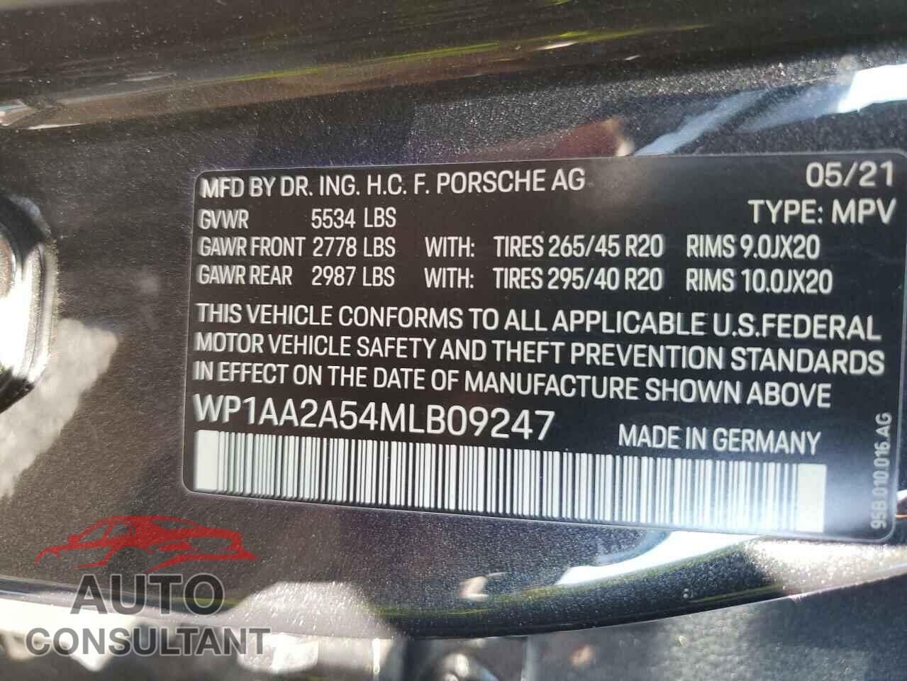 PORSCHE MACAN 2021 - WP1AA2A54MLB09247