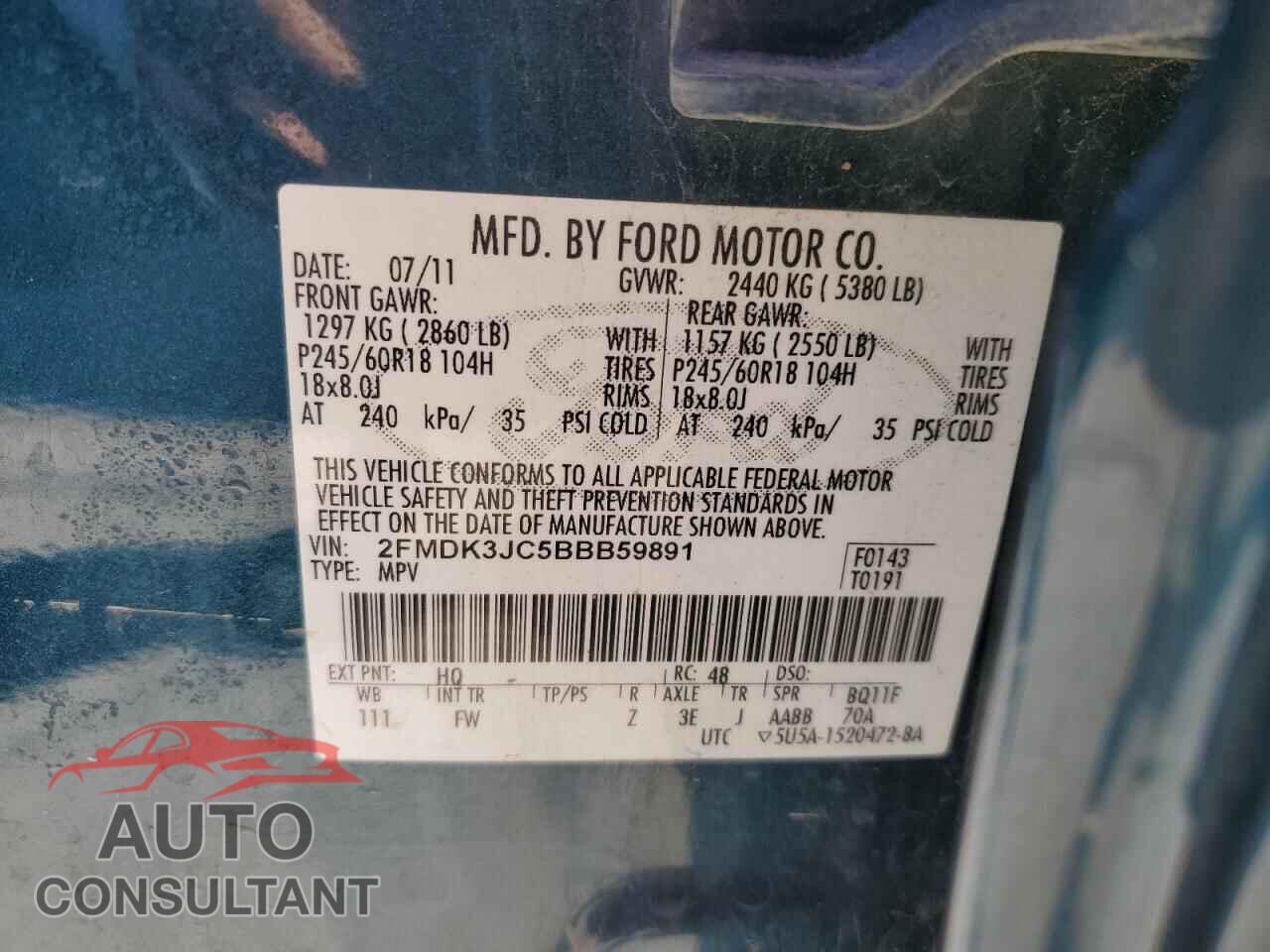 FORD EDGE 2011 - 2FMDK3JC5BBB59891