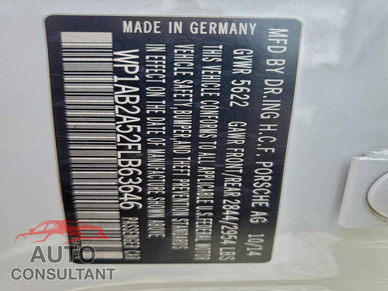 PORSCHE MACAN 2015 - WP1AB2A52FLB63646