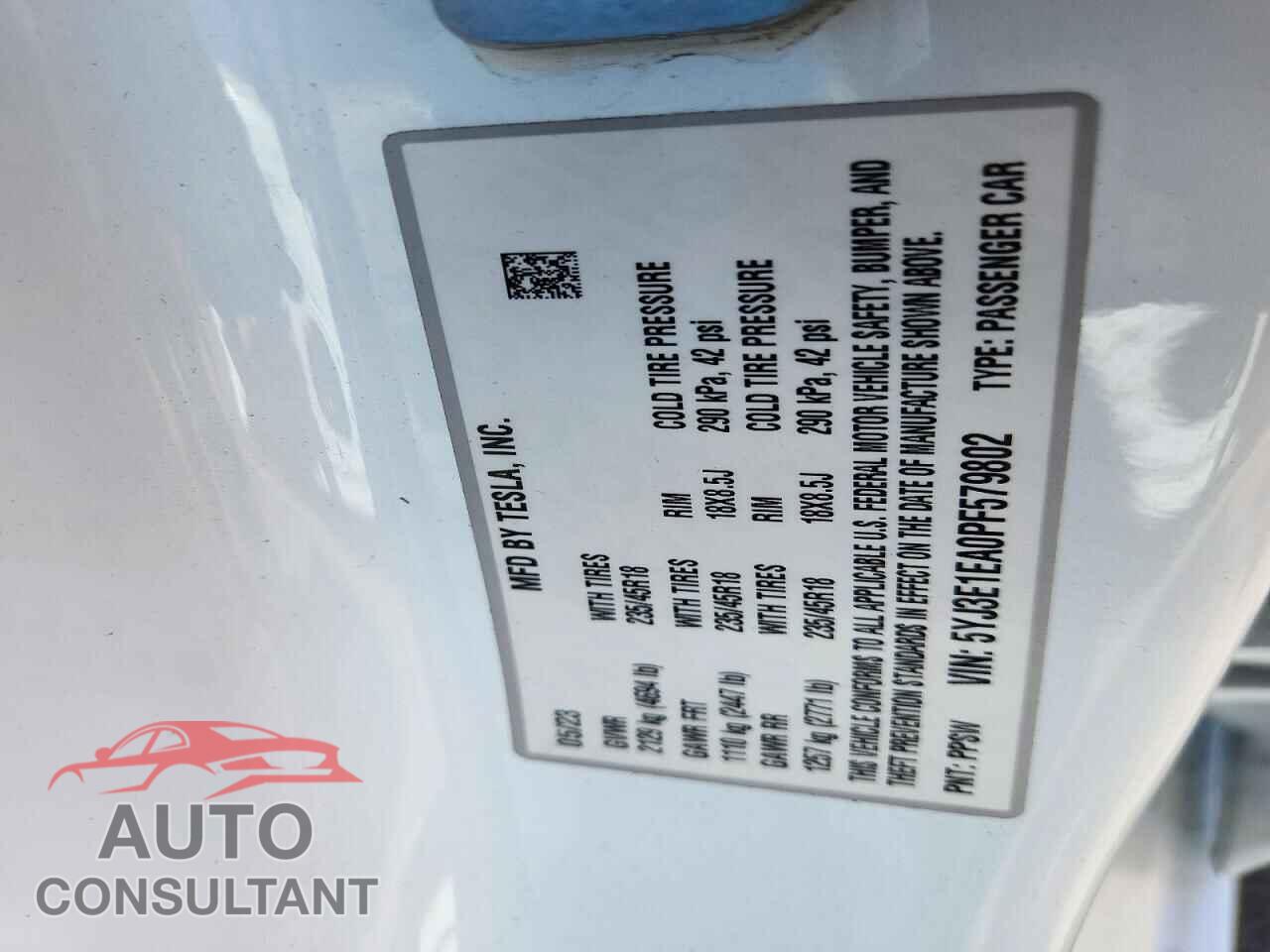 TESLA MODEL 3 2023 - 5YJ3E1EA0PF579802