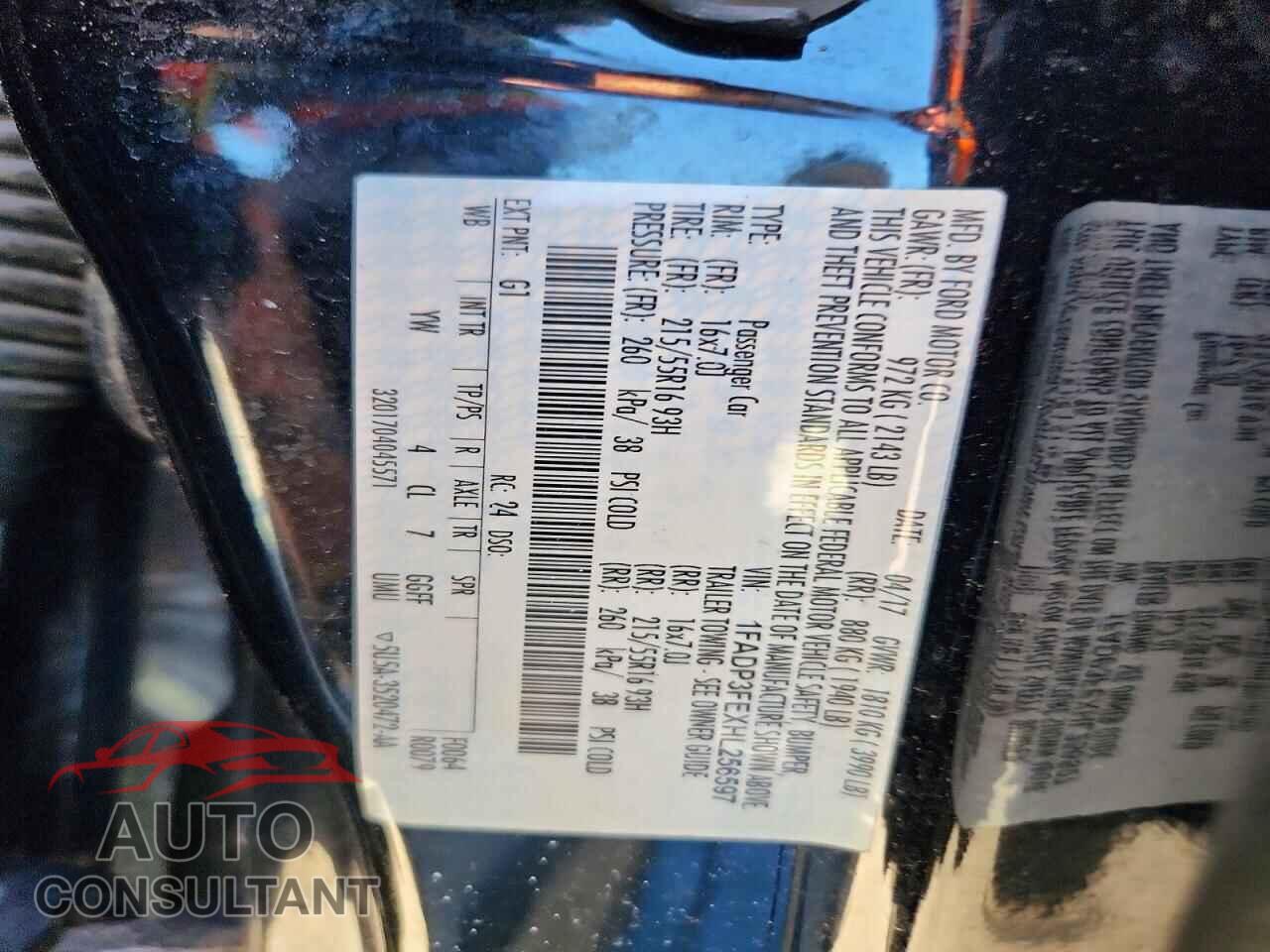 FORD FOCUS 2017 - 1FADP3FEXHL256597