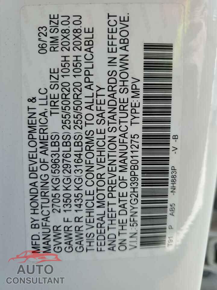HONDA PILOT 2023 - 5FNYG2H39PB011275