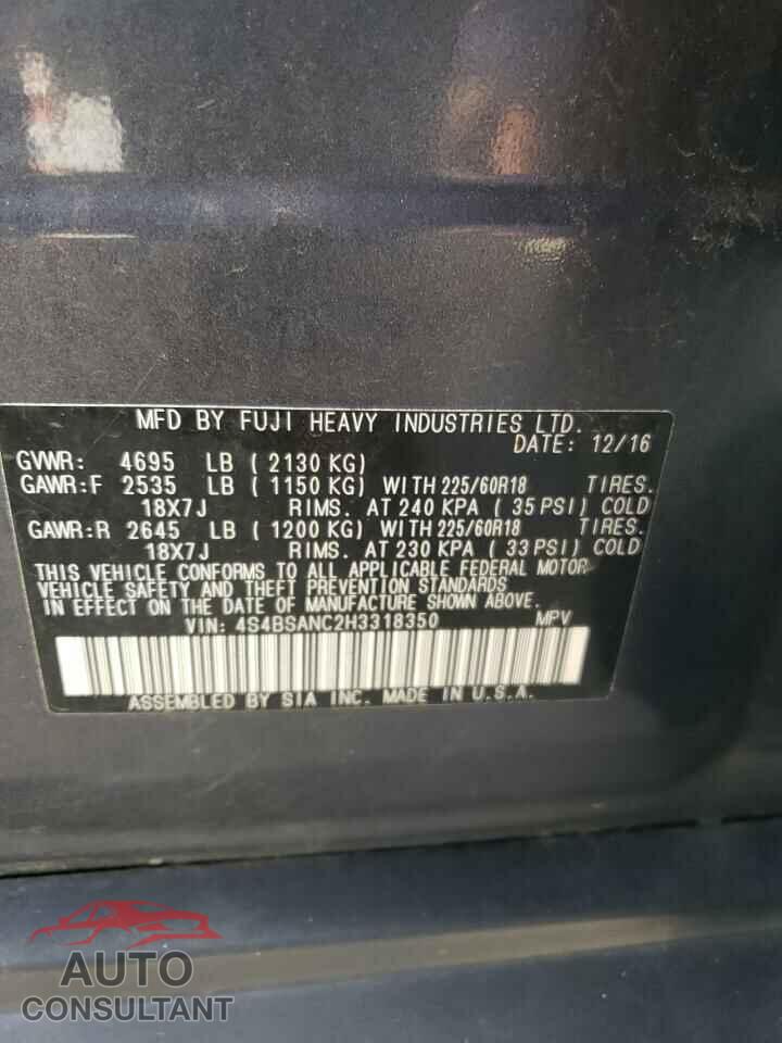 SUBARU OUTBACK 2017 - 4S4BSANC2H3318350