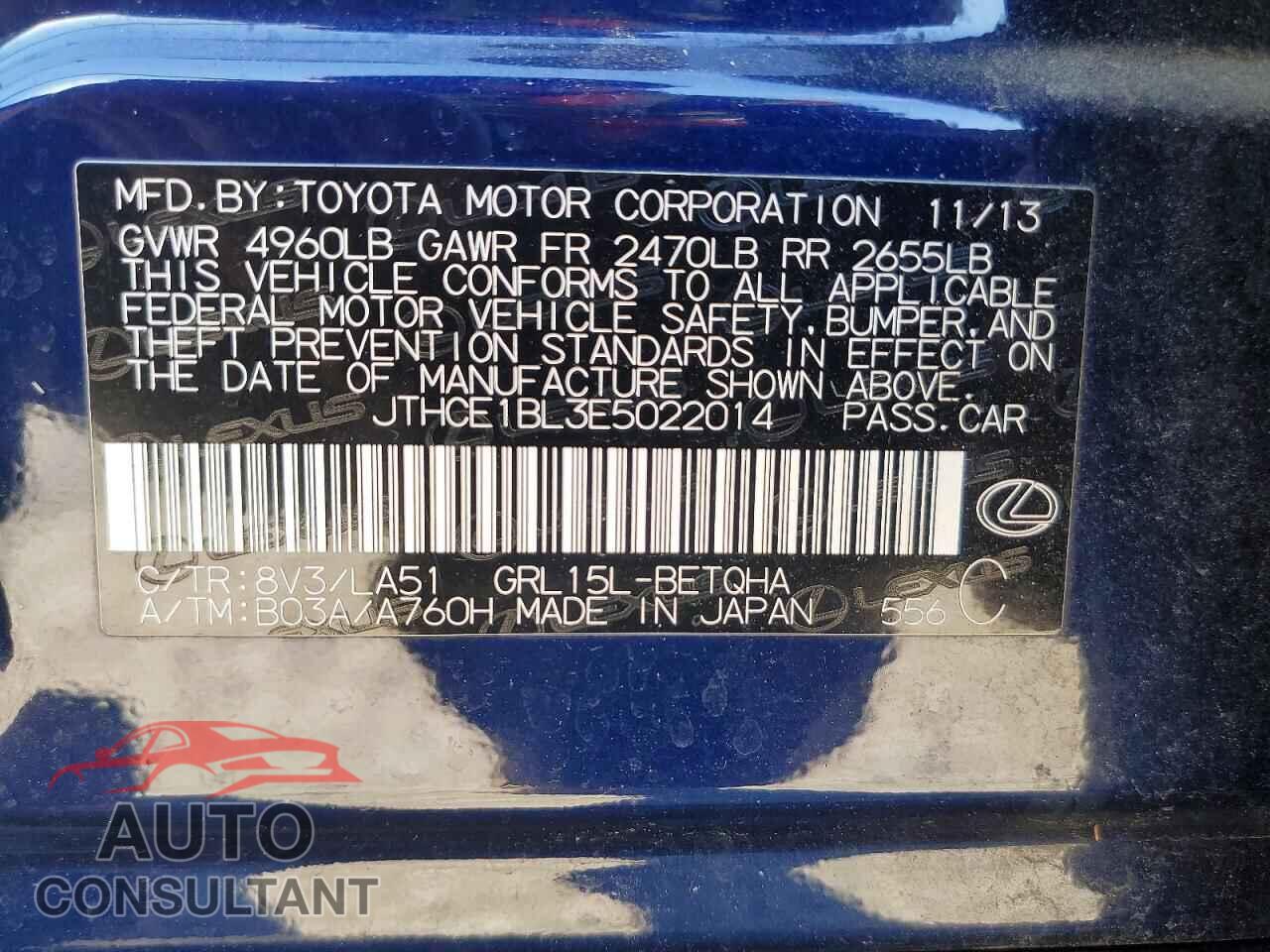 LEXUS GS350 2014 - JTHCE1BL3E5022014