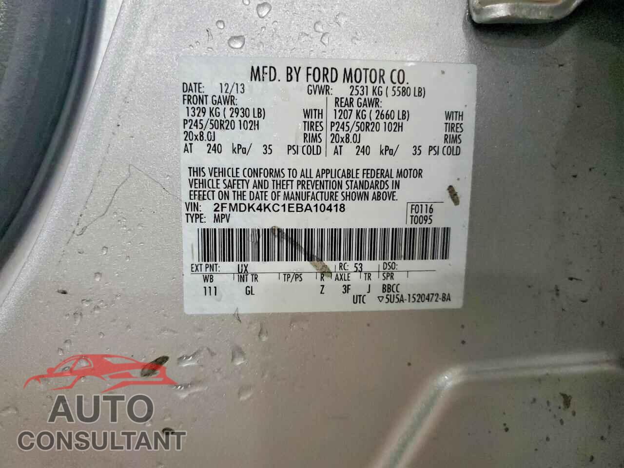 FORD EDGE 2014 - 2FMDK4KC1EBA10418
