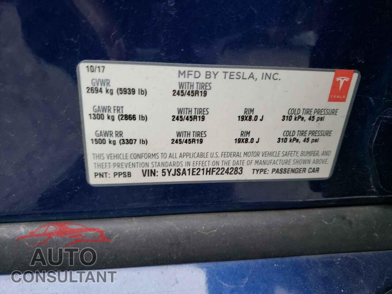 TESLA MODEL S 2017 - 5YJSA1E21HF224283