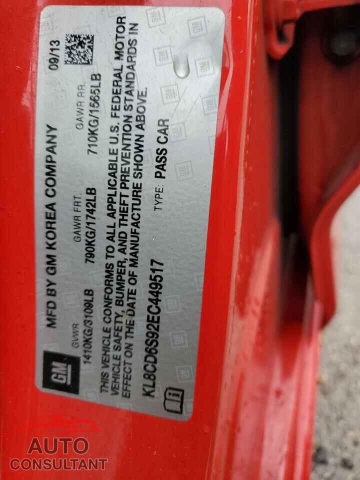 CHEVROLET SPARK 2014 - KL8CD6S92EC449517