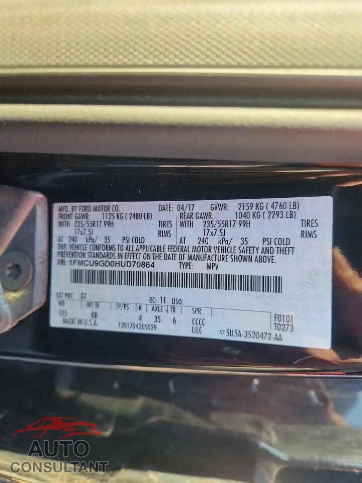 FORD ESCAPE 2017 - 1FMCU9GD0HUD70864