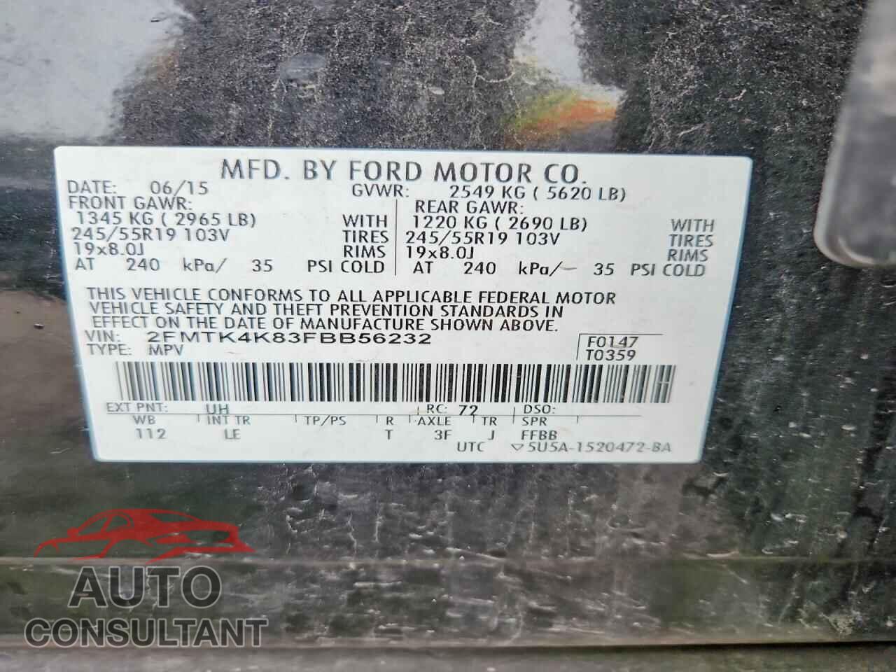 FORD EDGE 2015 - 2FMTK4K83FBB56232