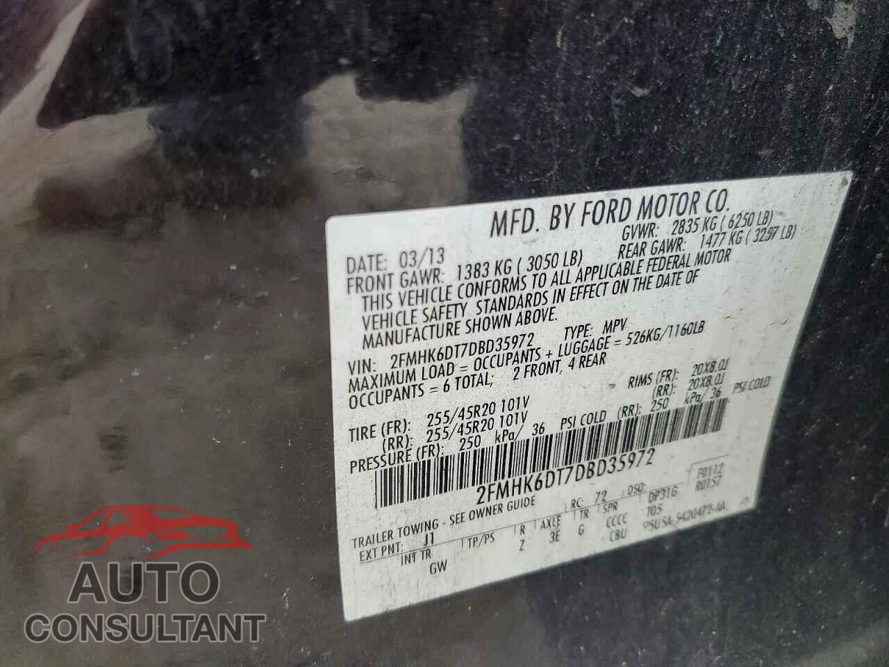 FORD FLEX 2013 - 2FMHK6DT7DBD35972