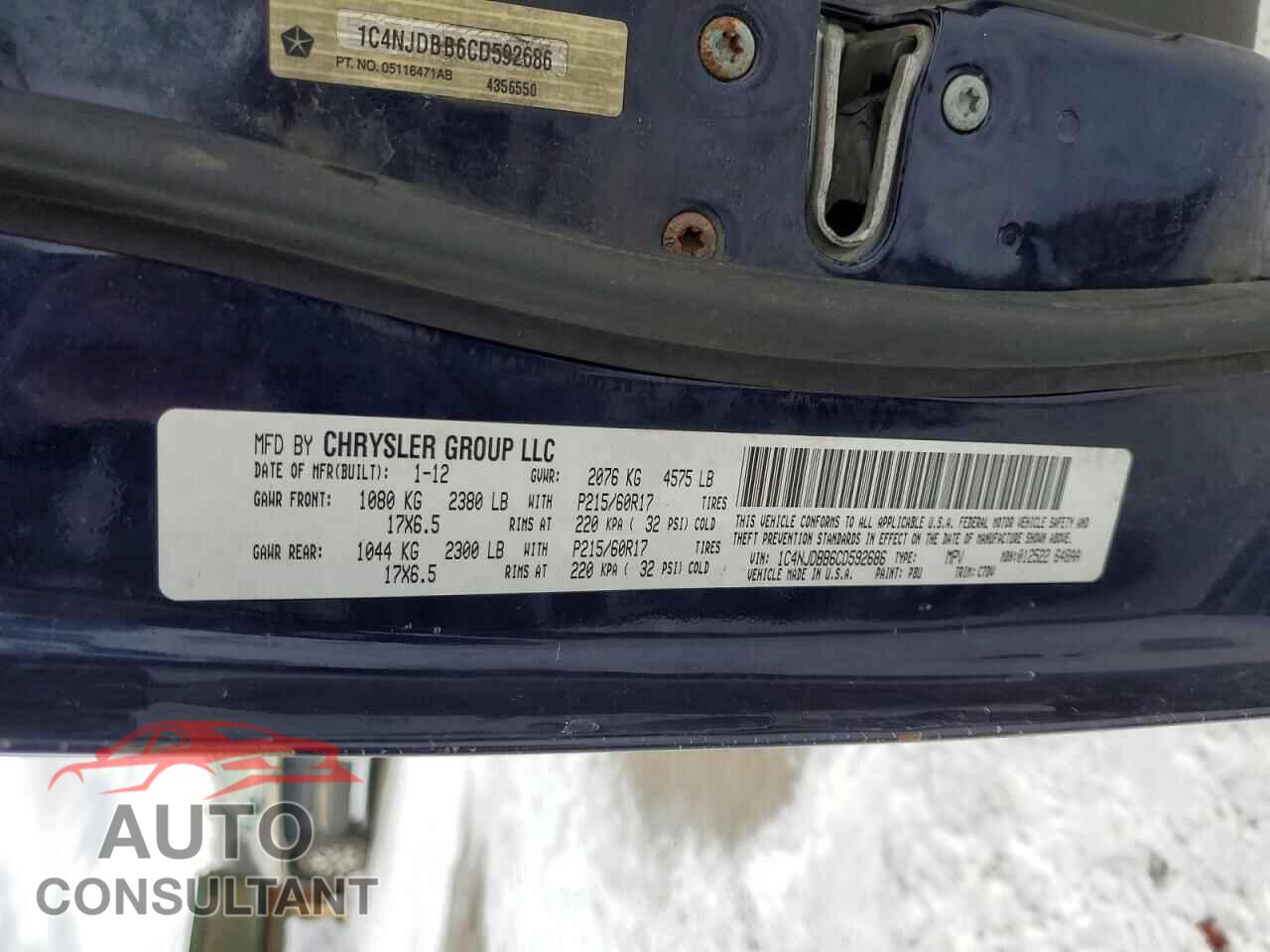 JEEP COMPASS 2012 - 1C4NJDBB6CD592686