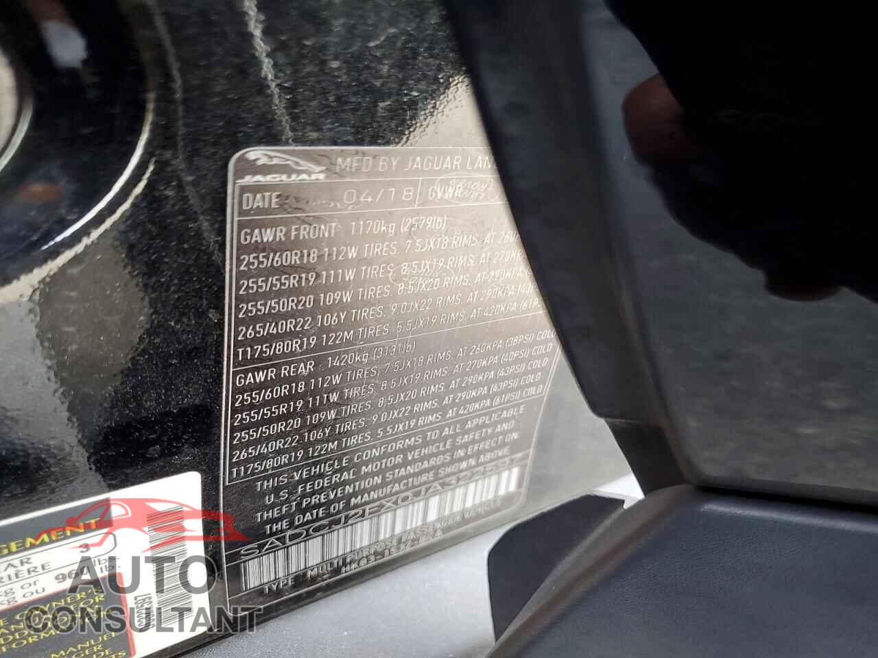 JAGUAR F-PACE 2018 - SADCJ2FX0JA322597