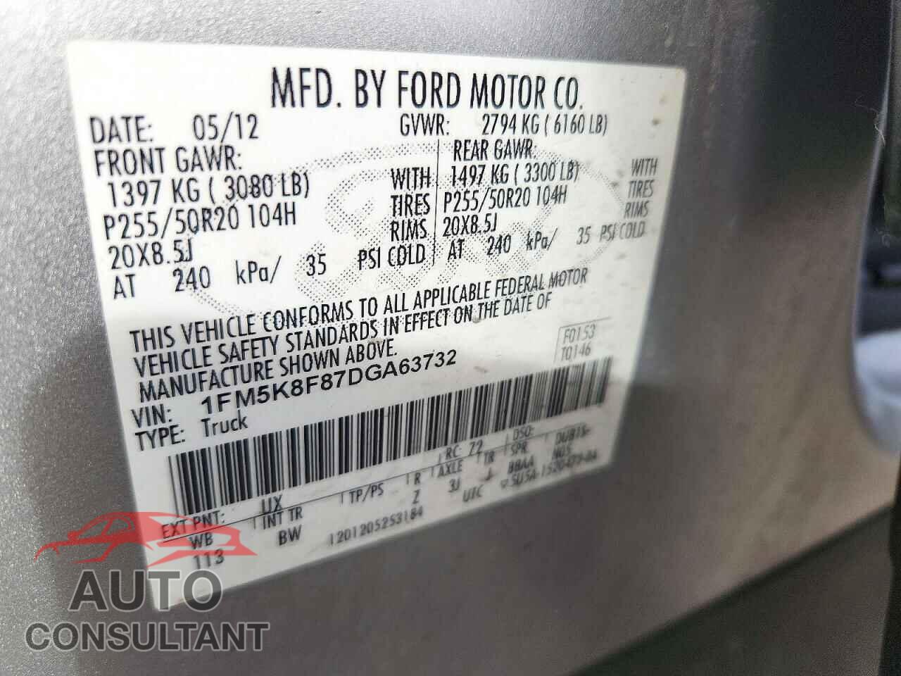 FORD EXPLORER 2013 - 1FM5K8F87DGA63732