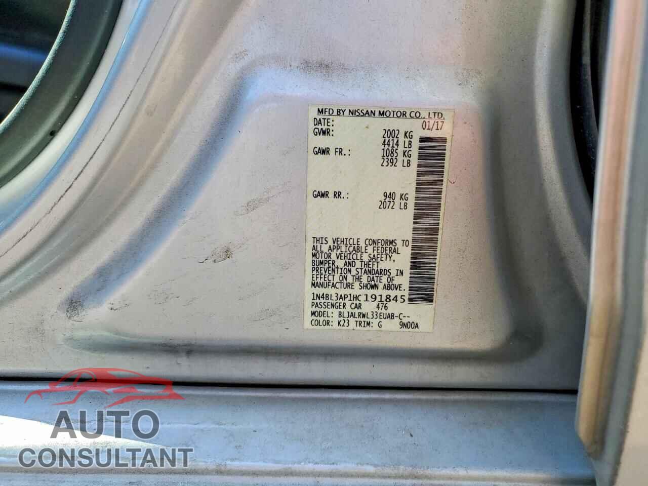 NISSAN ALTIMA 2017 - 1N4BL3AP1HC191845