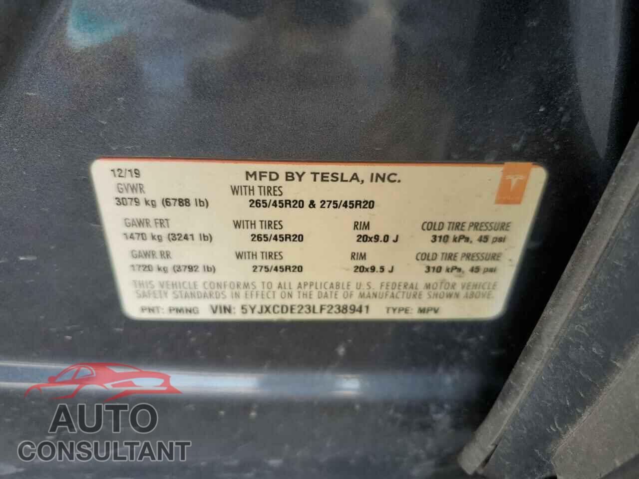 TESLA MODEL X 2020 - 5YJXCDE23LF238941