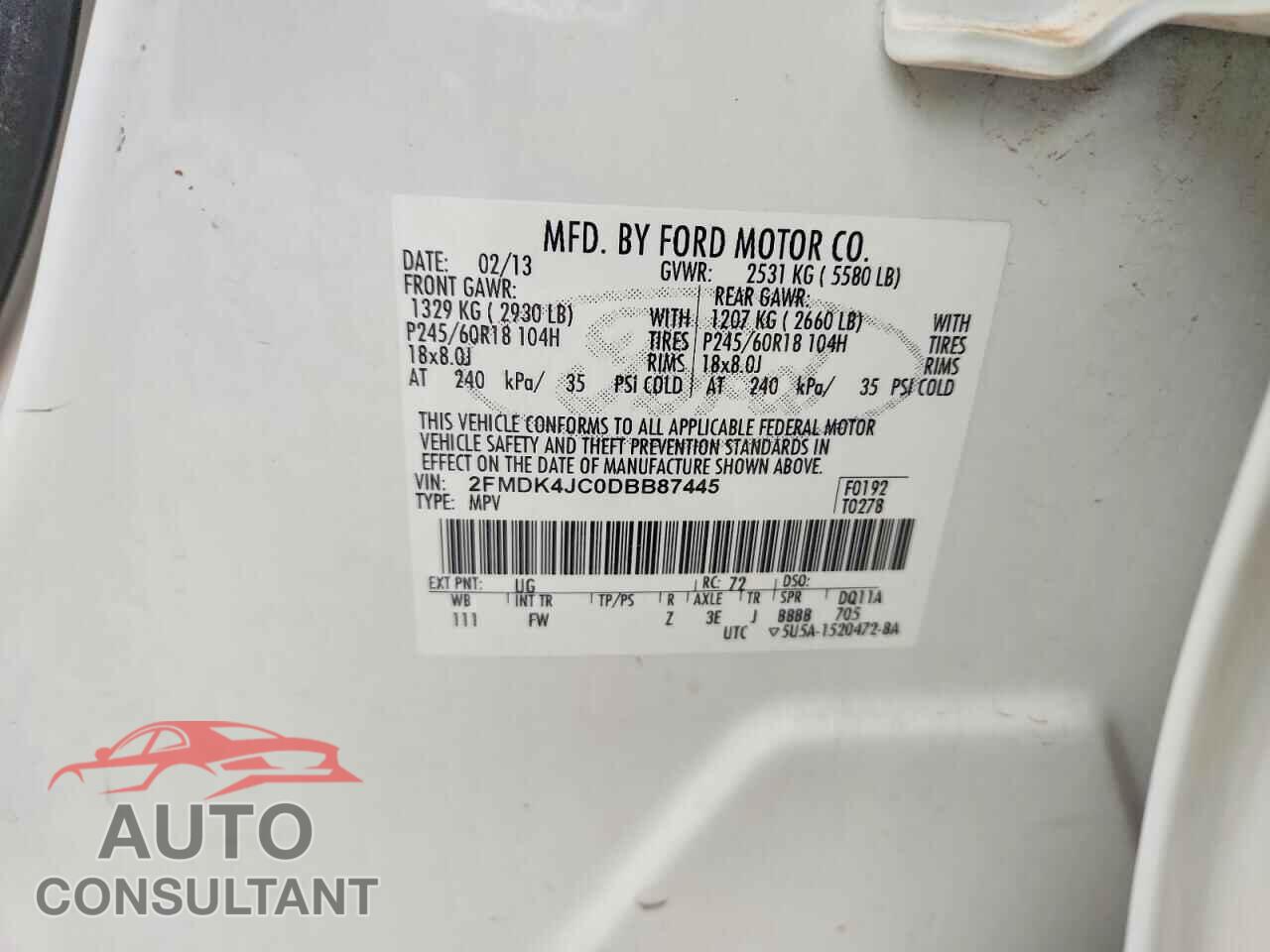 FORD EDGE 2013 - 2FMDK4JC0DBB87445