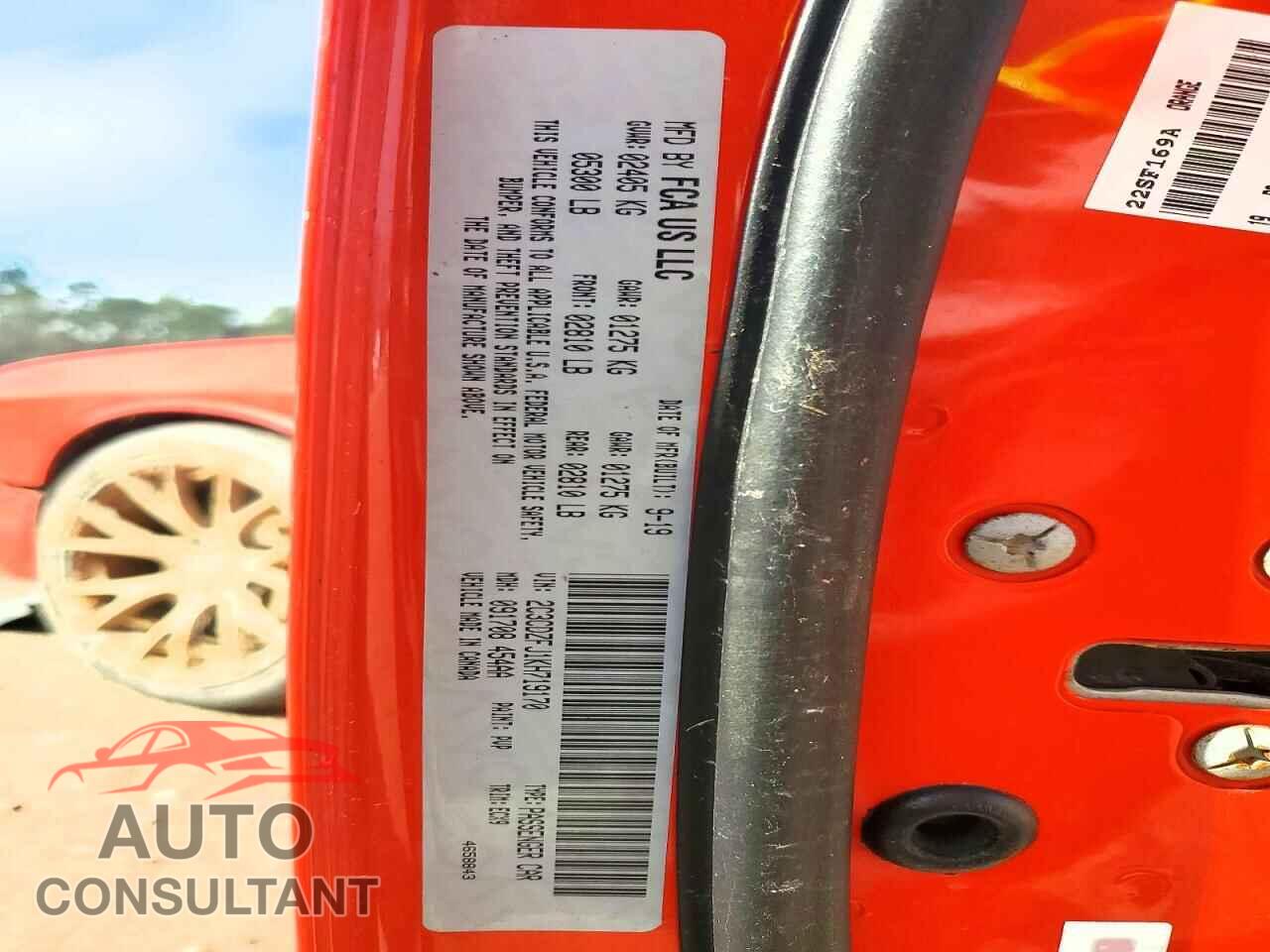 DODGE CHALLENGER 2019 - 2C3CDZFJ1KH719170