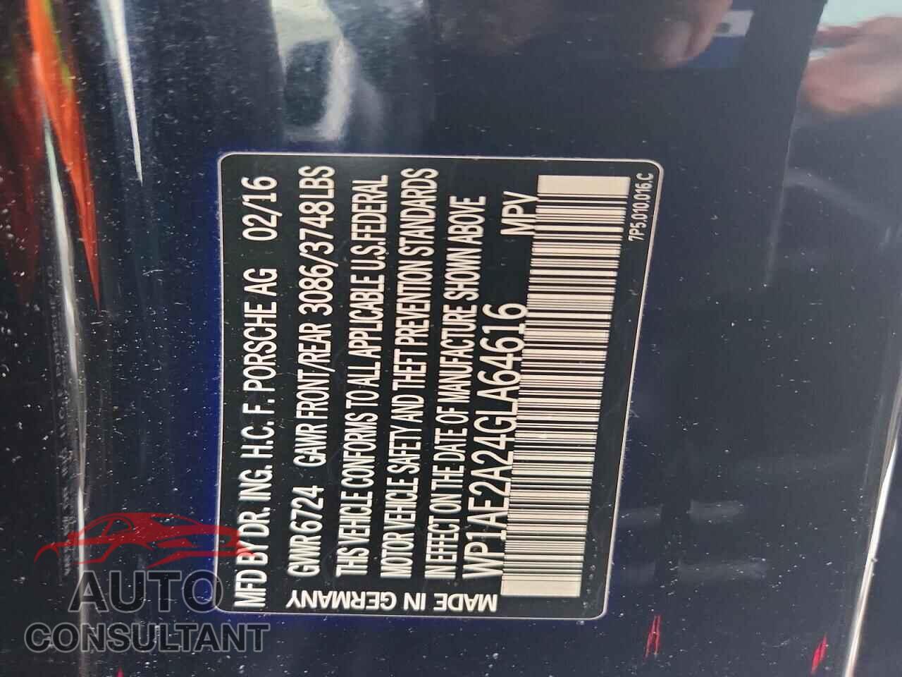 PORSCHE CAYENNE 2016 - WP1AE2A24GLA64616