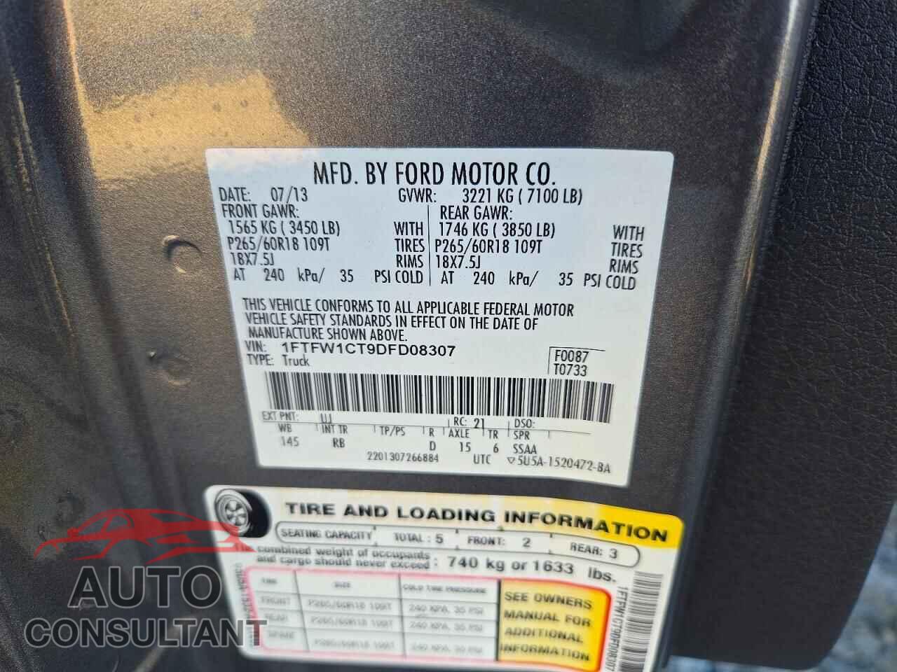 FORD F150 2013 - 1FTFW1CT9DFD08307