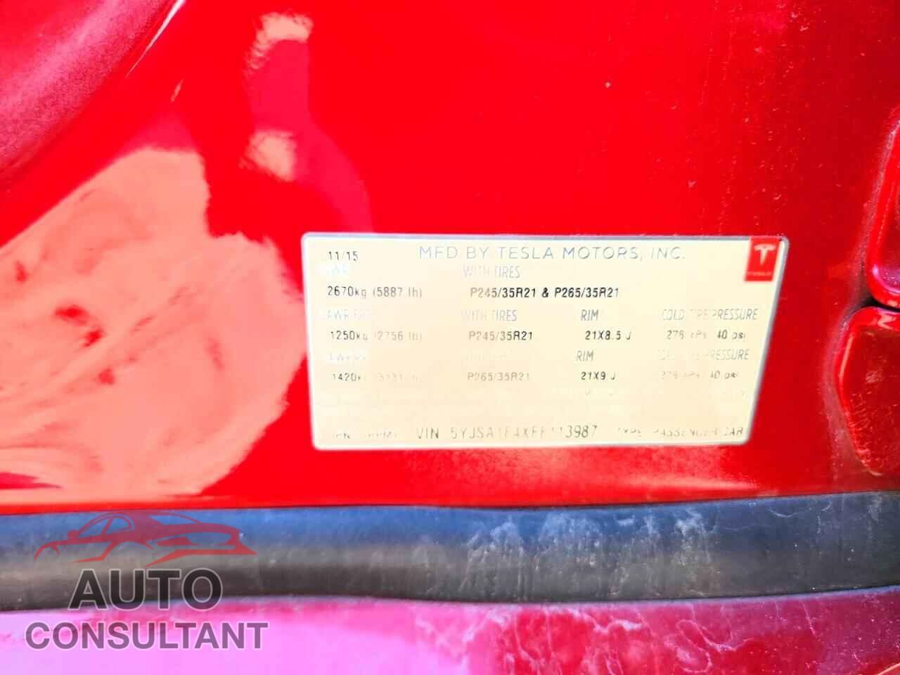 TESLA MODEL S 2015 - 5YJSA1E4XFF113987