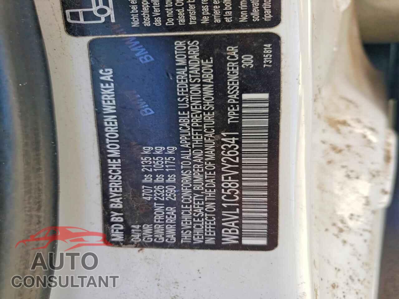 BMW X1 2015 - WBAVL1C58FVY26341