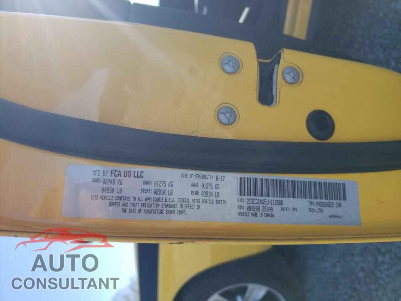 DODGE CHALLENGER 2018 - 2C3CDZAG5JH112666