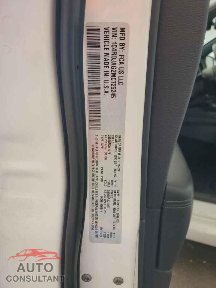 DODGE DURANGO 2021 - 1C4RDJAG2MC725245