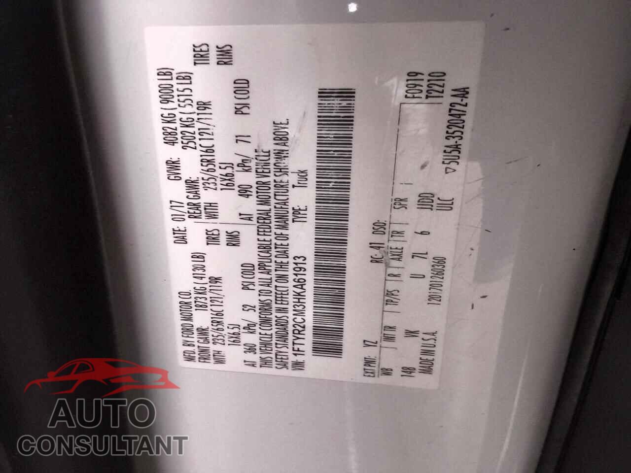 FORD TRANSIT 2017 - 1FTYR2CM3HKA61913