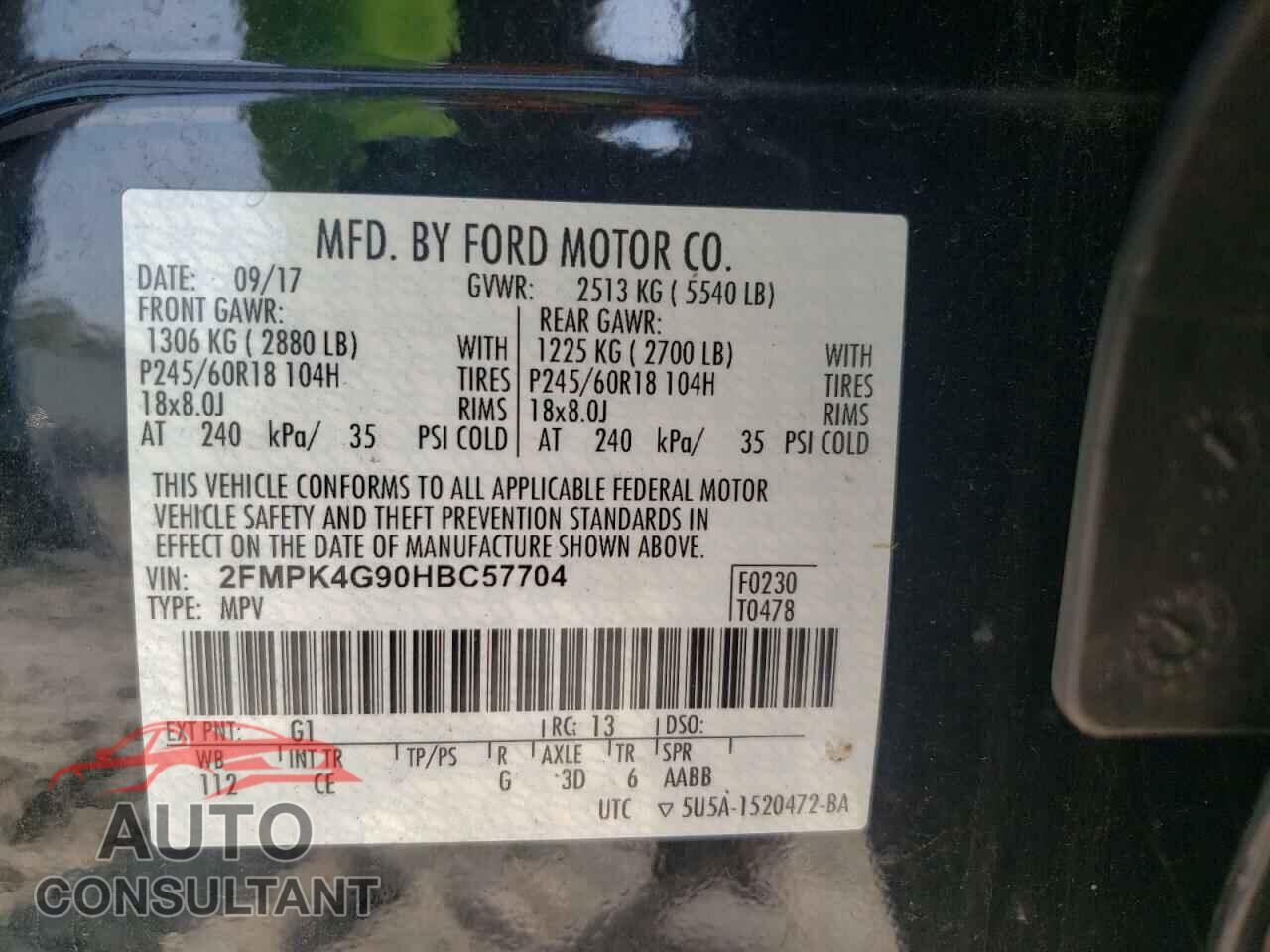 FORD EDGE 2017 - 2FMPK4G90HBC57704