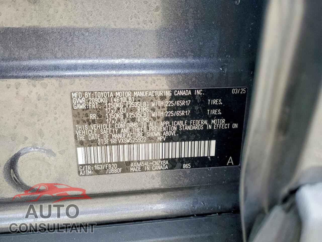 TOYOTA RAV4 2025 - 2T3F1RFVXSW525922