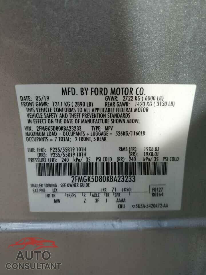 FORD FLEX 2019 - 2FMGK5D80KBA23233