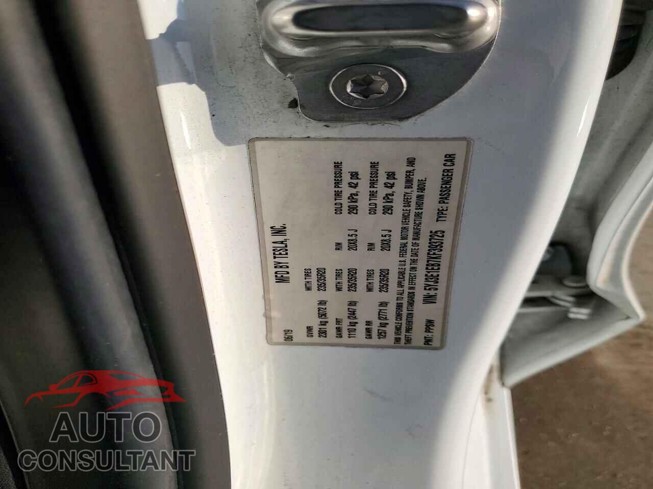 TESLA MODEL 3 2019 - 5YJ3E1EB7KF393725