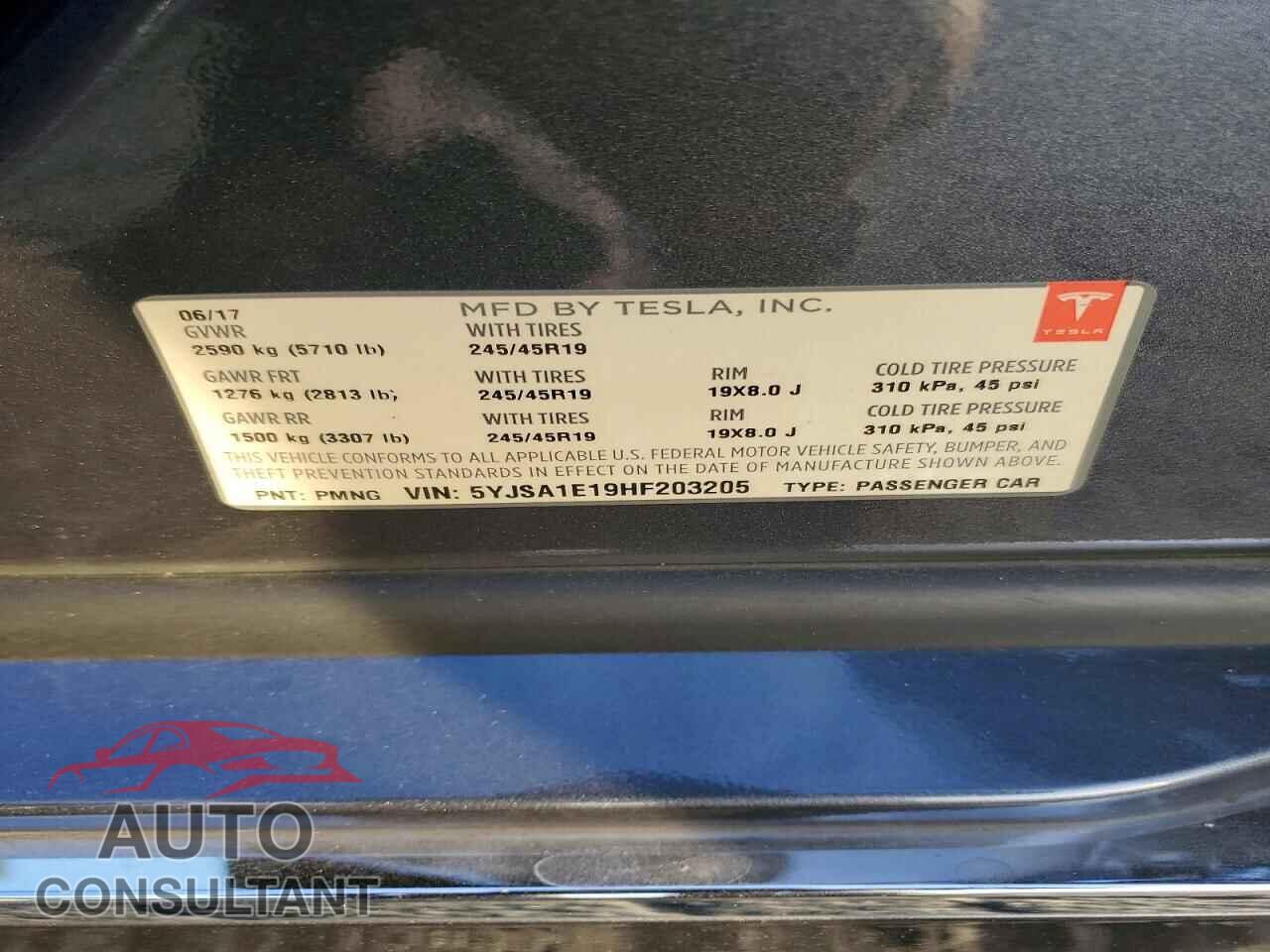 TESLA MODEL S 2017 - 5YJSA1E19HF203205