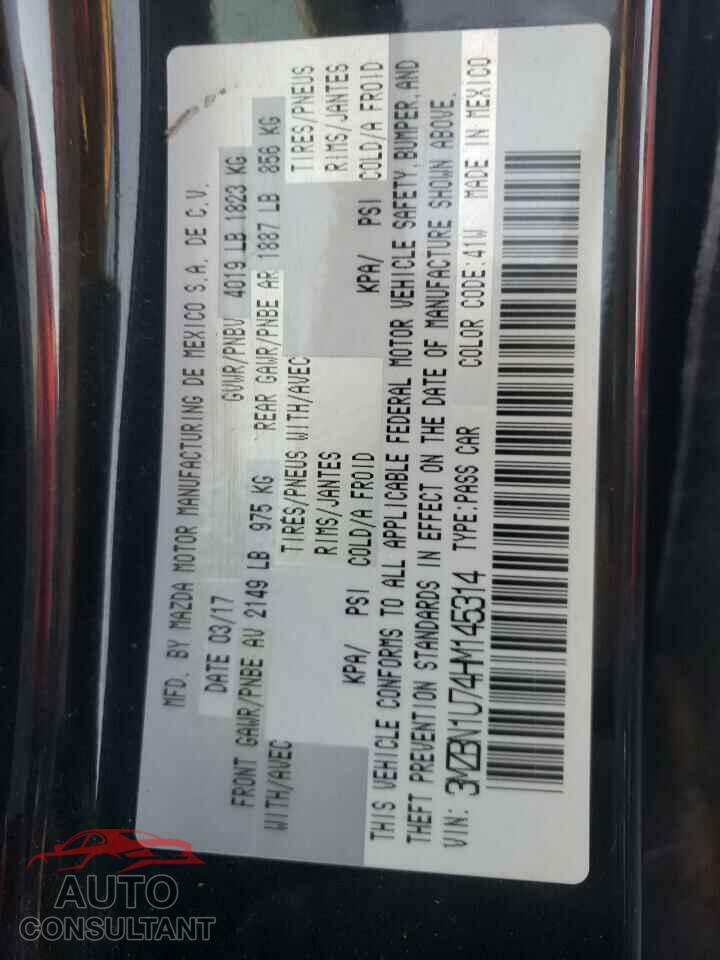 MAZDA 3 2017 - 3MZBN1U74HM145314