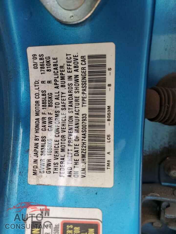 HONDA INSIGHT 2010 - JHMZE2H74AS007933