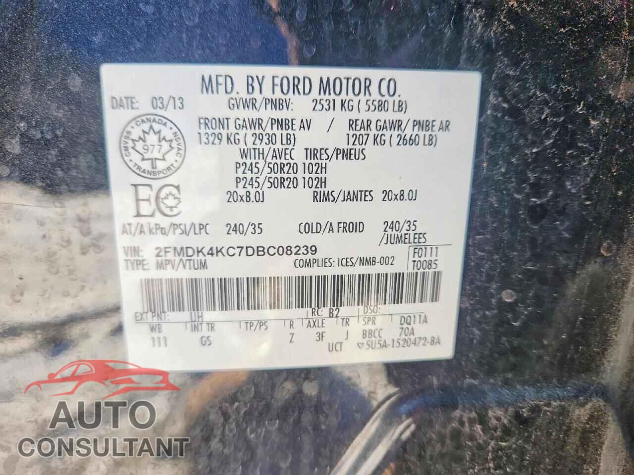 FORD EDGE 2013 - 2FMDK4KC7DBC08239