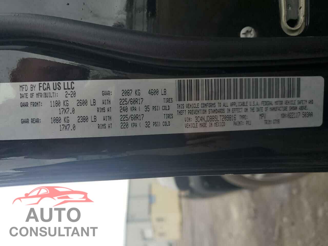 JEEP COMPASS 2020 - 3C4NJDBB5LT209816