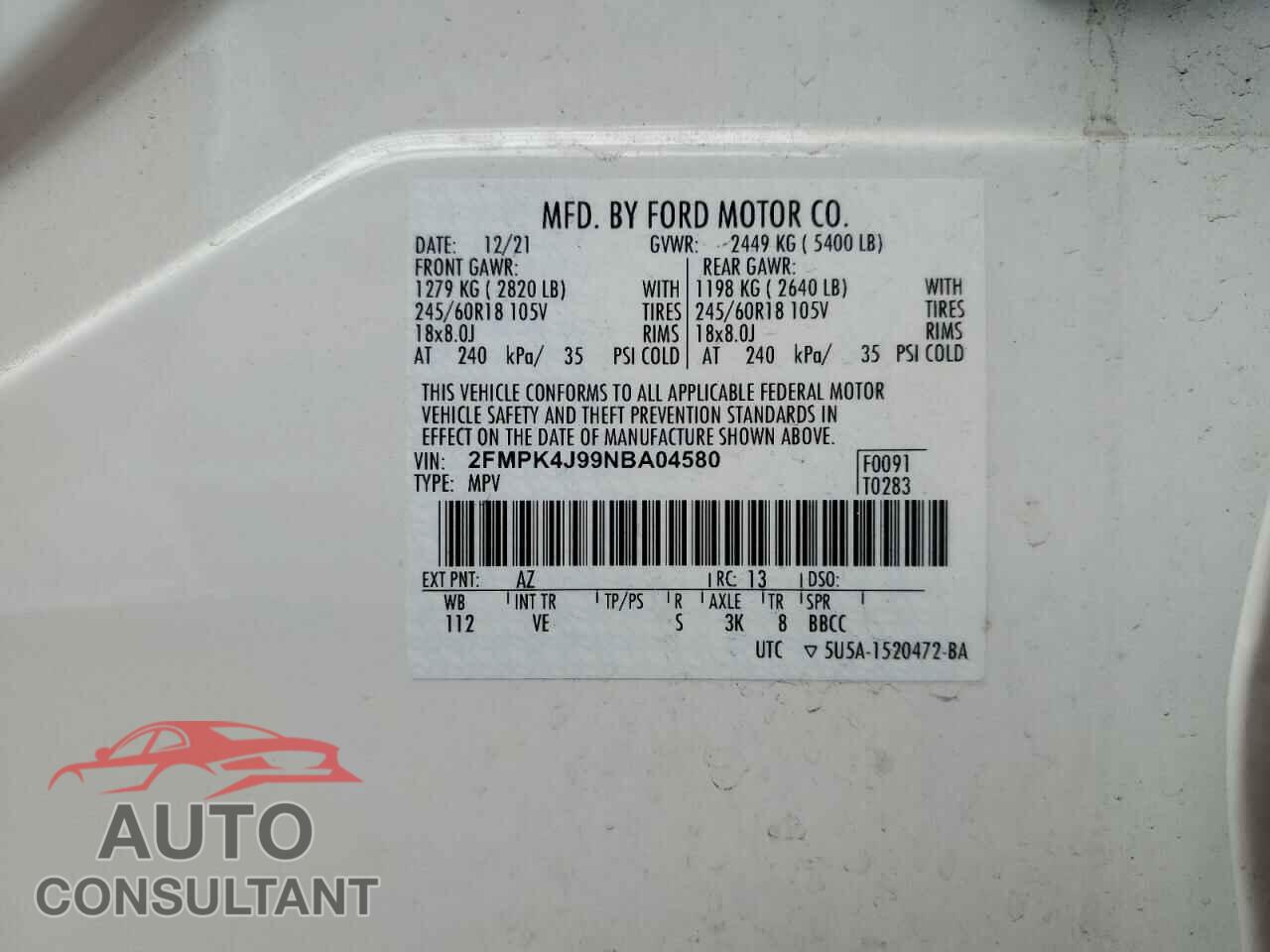 FORD EDGE 2022 - 2FMPK4J99NBA04580